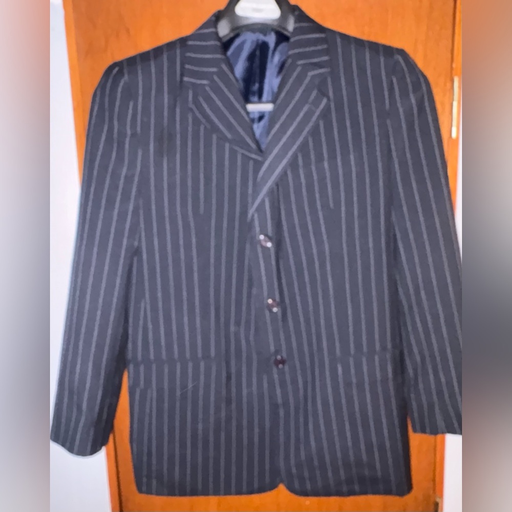 Young Mens Britches by Samtex Black Pinstripe Suit Jacket Sz. 20
